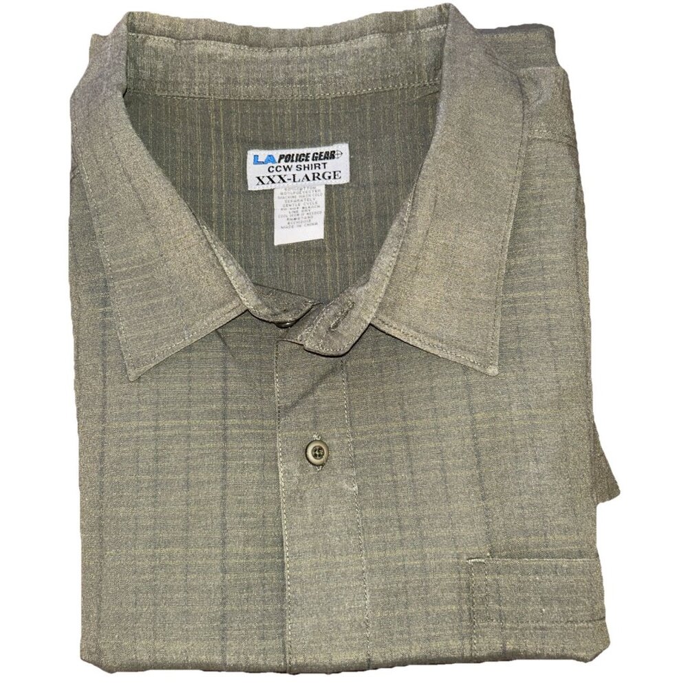 LAPG Tactical Concealed Carry Wear CCW Short Sleeve Shirt Brown Plaid Men’s XXXL